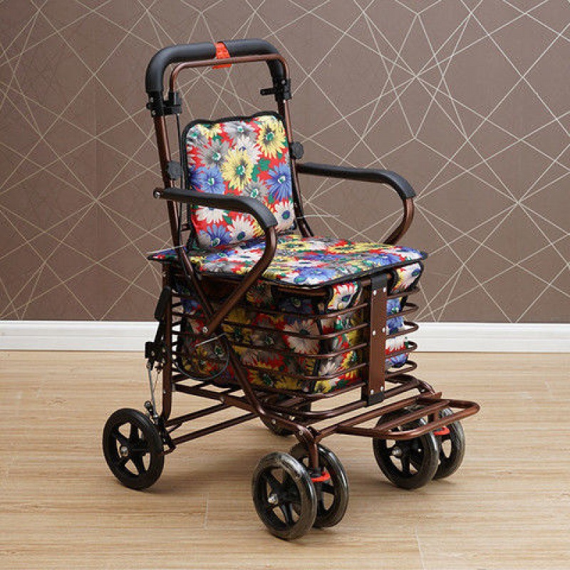 Chairs for the elderly who can push and sit on the elderly walker who can push and sit on the elderly assisted trolley folding shopping cart