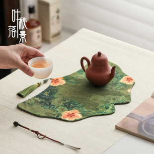 Fabric Tea Tray Tableware Mat Dry Bubble Tea Mat Table Mat Chinese Zen Pot Mat Coaster Dry Bubble Tea Table Tablecloth