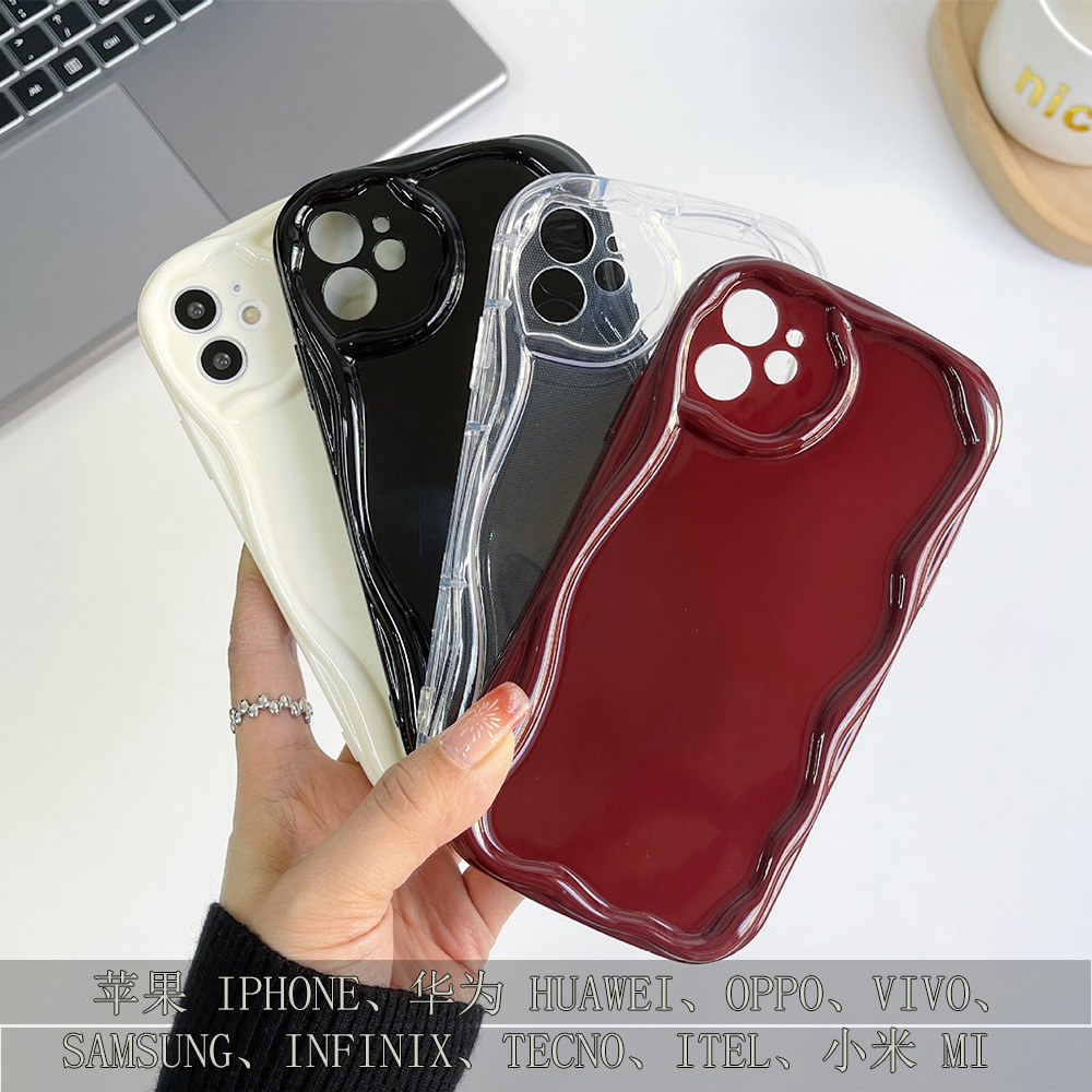 抖音网红手机壳适用三星s24新款曲边波浪奶油纹空白diy素材保护套