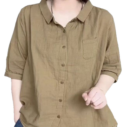 Amazon 2025 Summer New 5/8 Sleeve Women's Korean Style Versatile Youthful Loose Top Wholesale