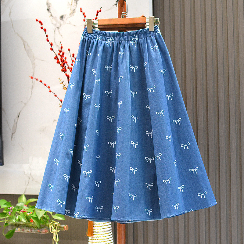 Blue Denim Skirt Skirt Women's Summer 2025 New Pear-shaped Body Covering Hip Small Man Huge Beautiful A- length