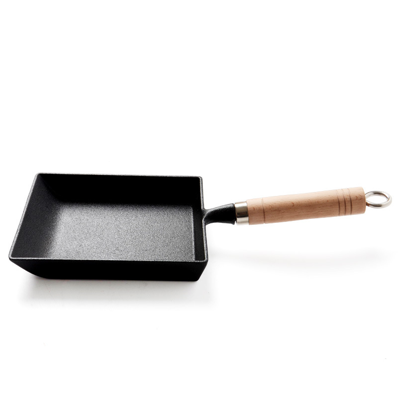Sartén de Yuzi, sartén de hierro, de estilo japonés sartén de rollo de huevo, sartén de huevo grueso, sartén antiadherente, sin recubrimiento