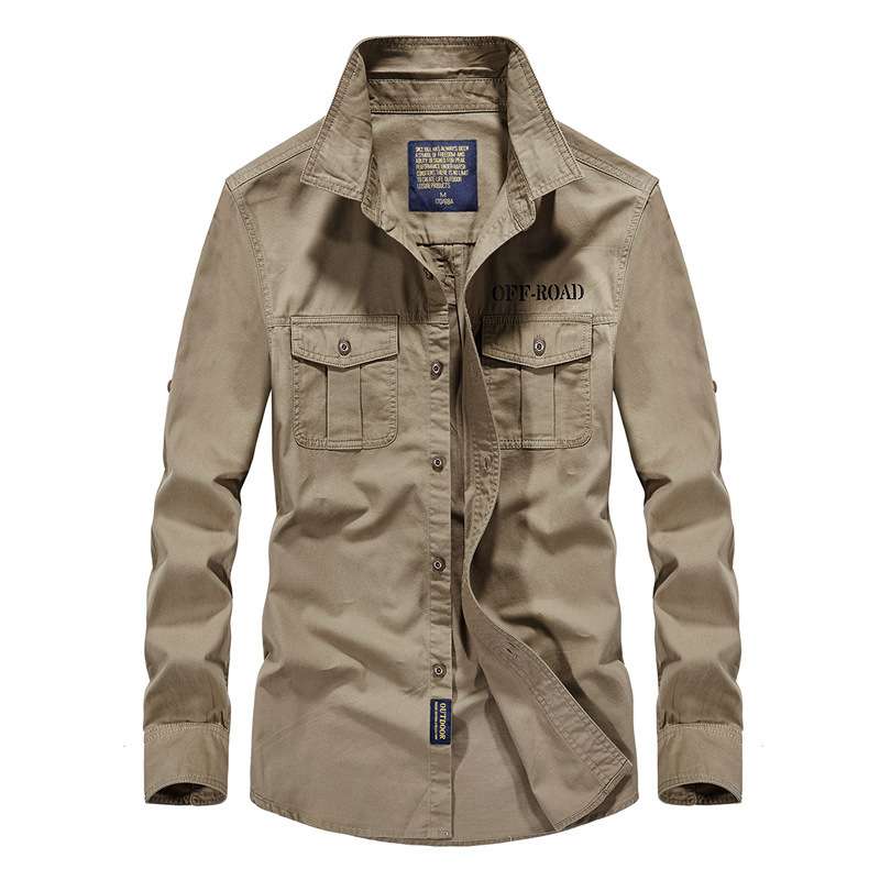 Camicia da uomo in denim a maniche lunghe con taschino e colletto quadrato, stile europeo e americano, nuova tendenza._voghion.com