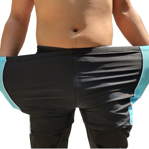 Men's Plus Size Swim Trunks with Added Padding, Wide Leg Swim Trunks, Fashion Color Block Men's Hot Spring Swimwear, Plus-Size Swim Pants Wholesale