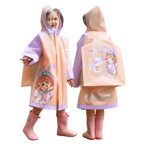 Children's split raincoat for boys and girls, primary school students, full-body waterproof poncho with school bag, rainproof clothing for middle-aged and older children