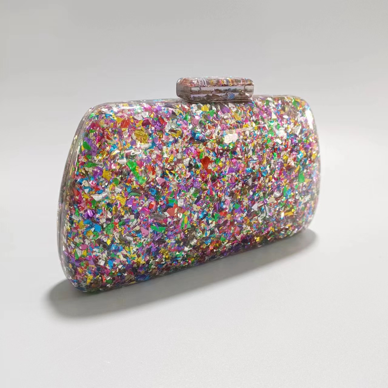 Elegante pochette da sera in acrilico – Borsa a tracolla versatile con catena staccabile per matrimoni e feste (albicocca)_voghion.com