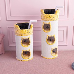 ハニーポット猫クライミングフレーム猫の巣キャットツリー一体型サイザル麻バレル多層猫の巣冬暖かい猫部屋用品 5378