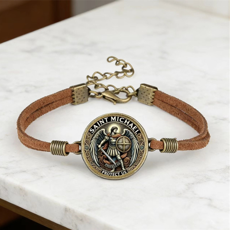 Cross-Border Hot-Selling New Retro Guardian Angel Series Patterned Brown Velvet Rope Bracelet Accessories Wholesale Cross-Border Hot-Selling New Retro Guardian Angel Series Patterned Brown Velvet Rope Bracelet Accessories Wholesale