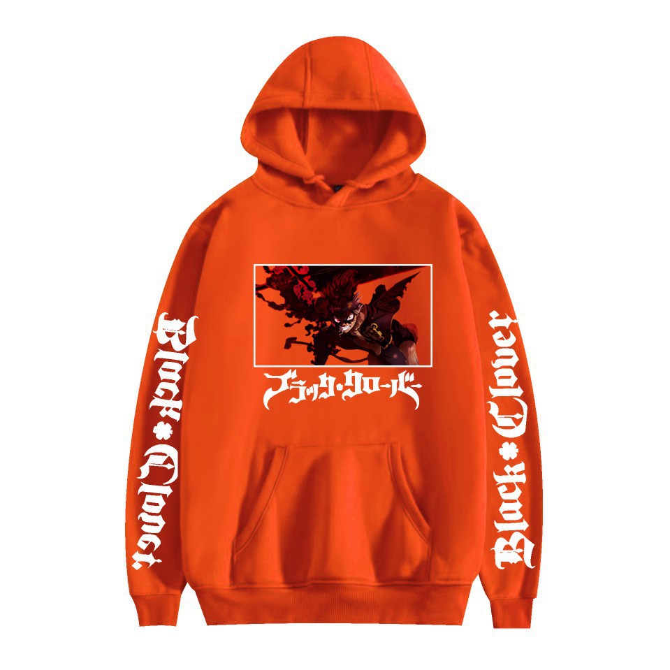 Nuevo estilo transfronterizo popular popular japonés riman black de cuatro hojas-Black Clover más suéter con capucha de terciopelo para mujer