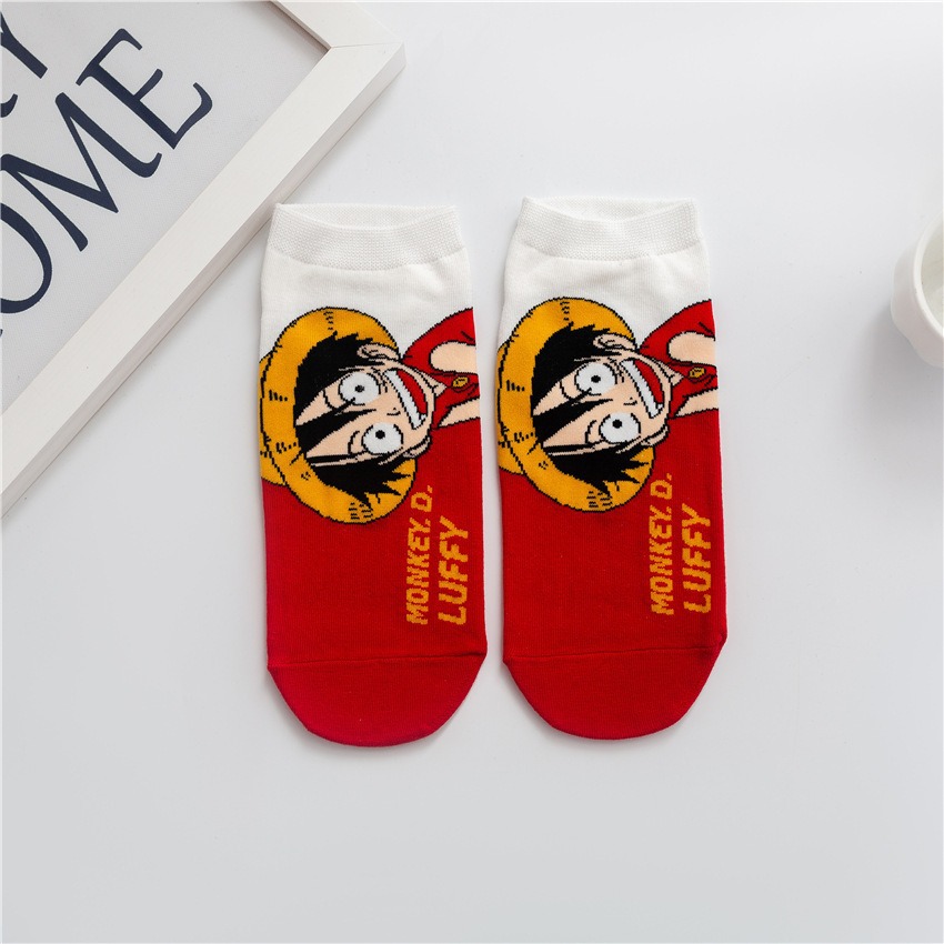 Calcetines para mujeres primavera y verano nuevas series One Piece calcetines lindas calcetines de dibujos animados superficiales, calcetines de algodón bajas