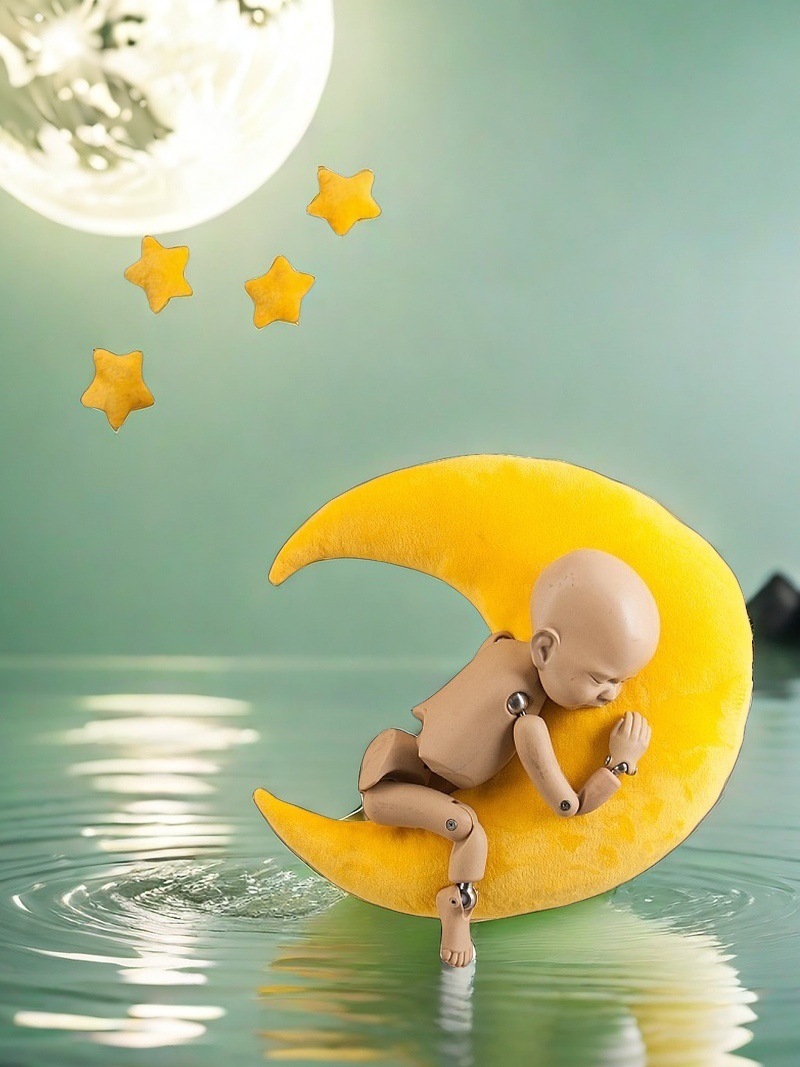 Accesorios de Fotografía para Recién Nacidos, Almohada de Fotografía con Forma de Luna, Almohada Auxiliar para Estilizar Fotos de Bebés