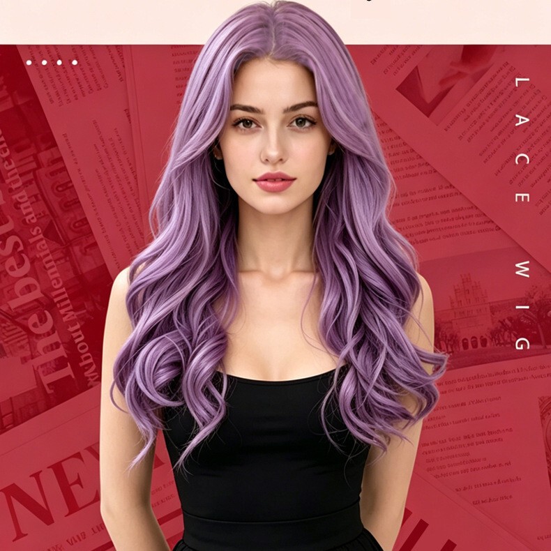 Cross-Border European and American Style Lace Front Wig for Women 13*4 Hand-Crocheted Fluffy Big Wave Cosplay Universal Wig Anime Style Cross-Border European and American Style Lace Front Wig for Women 13*4 Hand-Crocheted Fluffy Big Wave Cosplay Universal Wig Anime Style