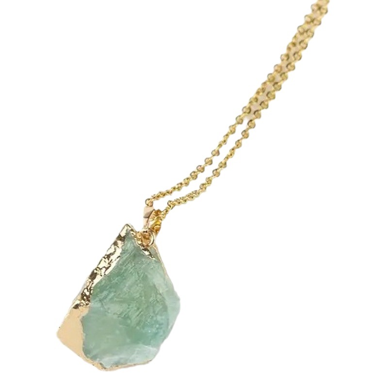 Cross-Border Natural Stone Asymmetrical Raw Stone Crystal Electroplated Gilt Pendant Pink Crystal Citrine DIY Jewelry Accessories