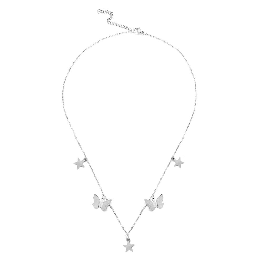PVD Coated Gold Plating Process Wholesale Jewelry Simple Style Star Butterfly Stainless Steel Gold Plated Necklace