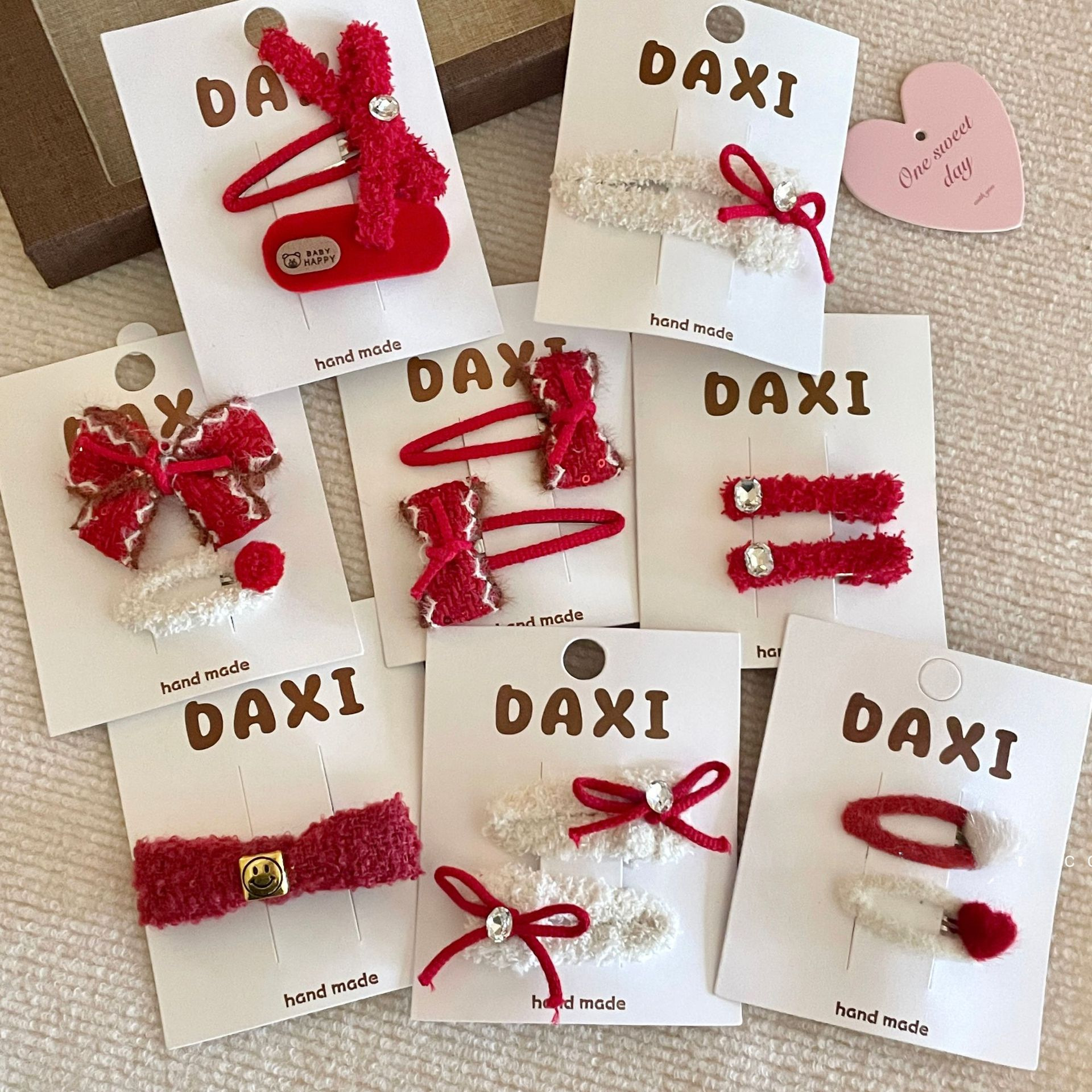New year plush hairpin Korean college style red bangs side clip children's headdress hair accessories hairpin female_voghion.com