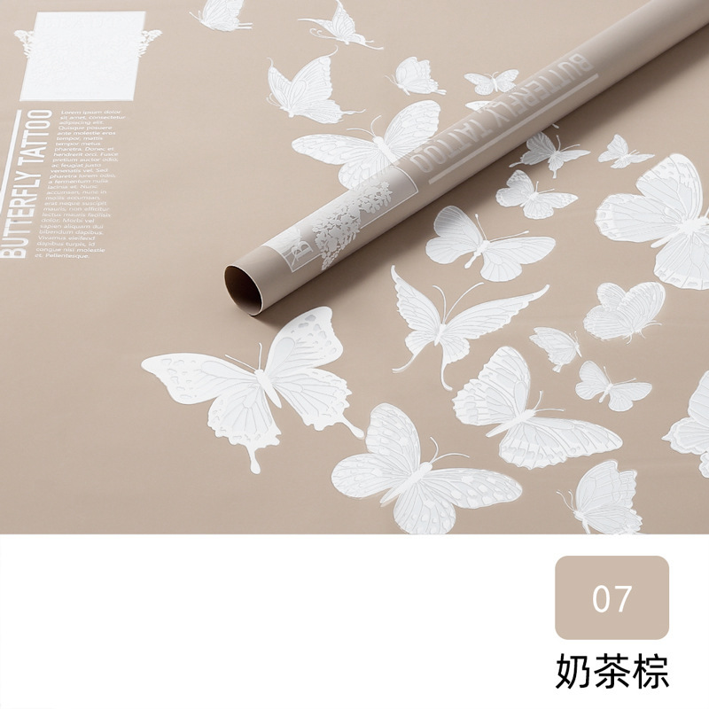 Nuevo papel de regalo de la flor papel de regalo mariposa danza jalea película impermeable engrosada coreano papel normal flor papel de regalo