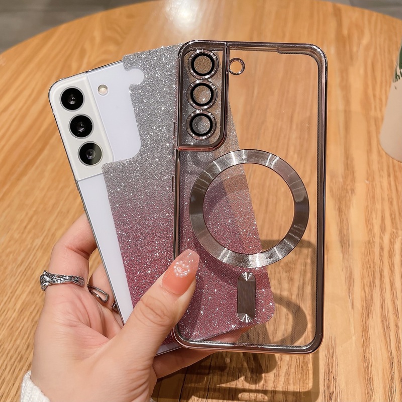 グラデーショングリッター電気メッキ磁気吸着式 Samsung S25edge 携帯電話ケース S24U レンズフィルム CD パターン保護カバー ソフト|undefined