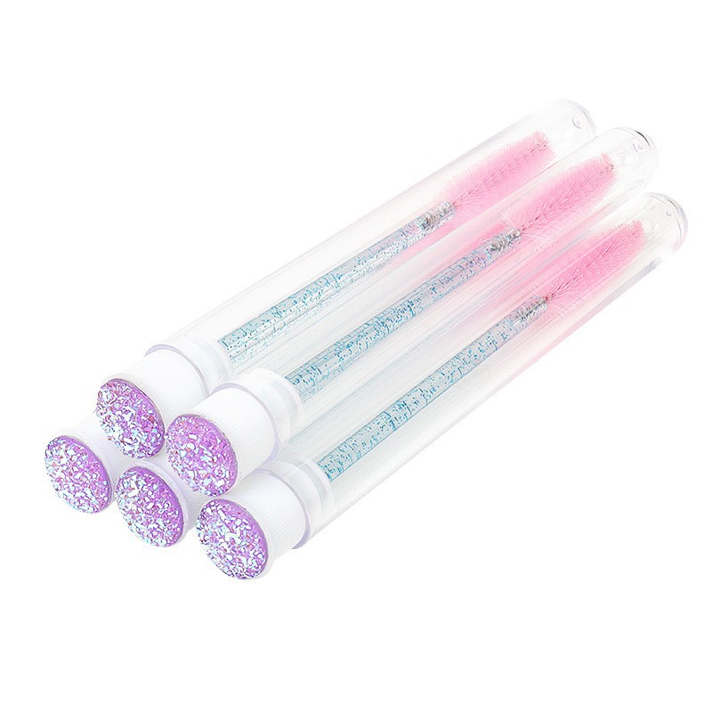 Cepillo para pestañas con tubo perforado, cepillo para pestañas desechable con varilla de cristal, peine para cejas, cepillo para pestañas portátil para maquillaje