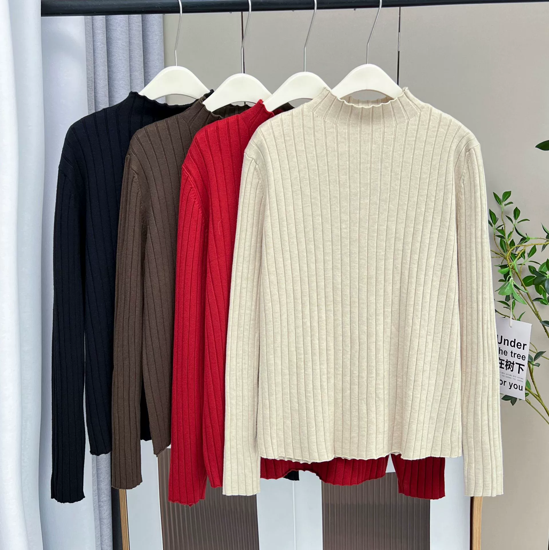 Осенний и зимний новый 200 фунтов толстый MM большой размер женский простой повседневный полувысокий воротник ямы вязаный свитер и нижний свитер 5560