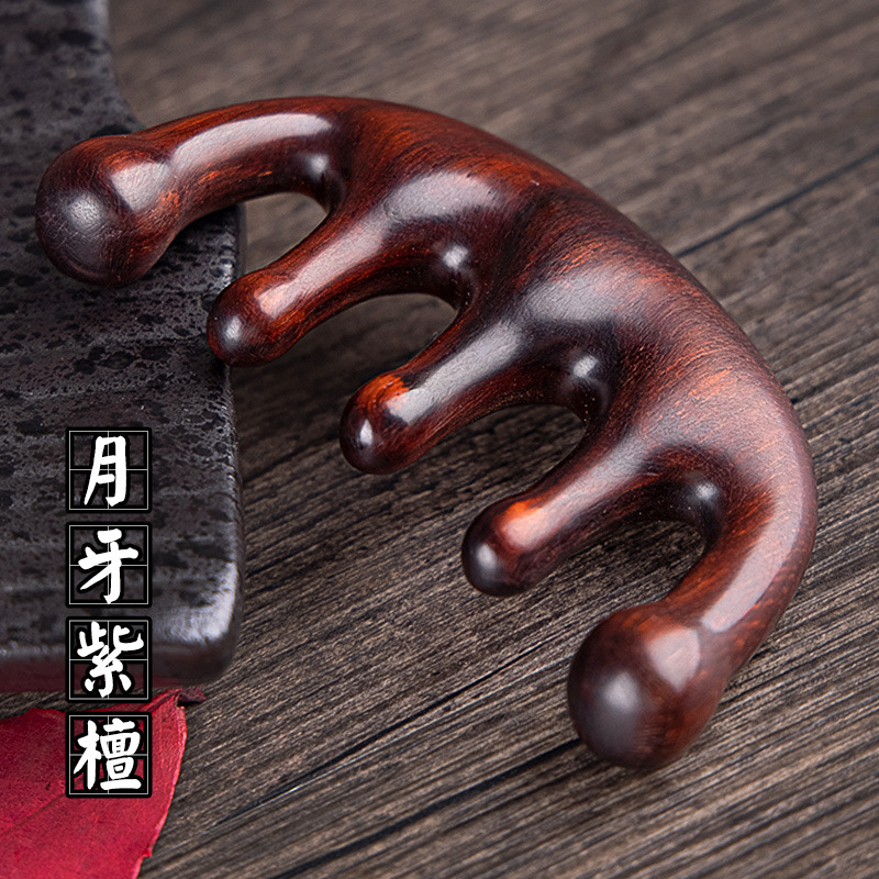 Peine de masaje para meridianos de la cabeza, peine de cinco garras de sándalo verde para masaje del cuero cabelludo, peine portátil para terapia capilar y cuidado de los meridianos, peine para raspado facial.