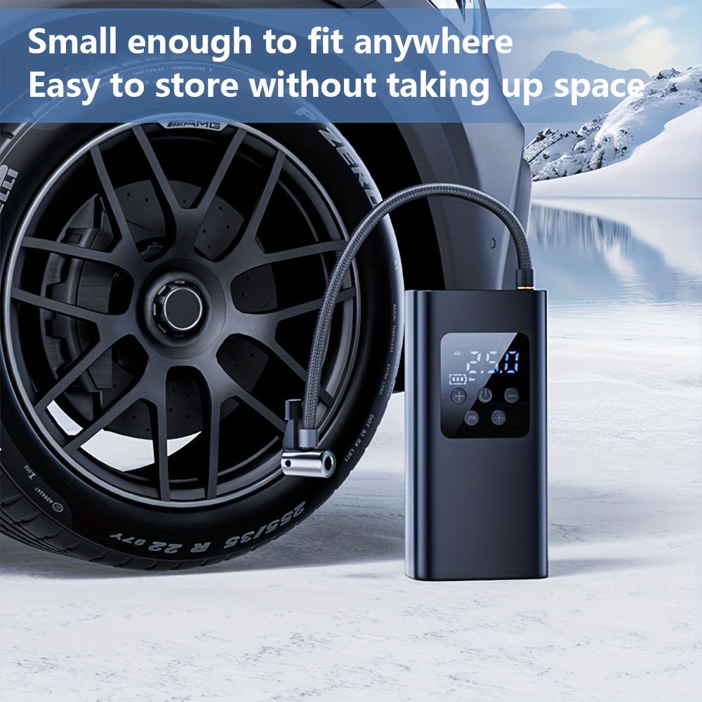 Car Air Pump, Portable Bicycle and Electric Vehicle Tire Inflator, Handheld Wireless Charging