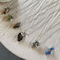 夏日青提~显白彩色天然石葡萄串花朵项链森系流苏小众高级感项链