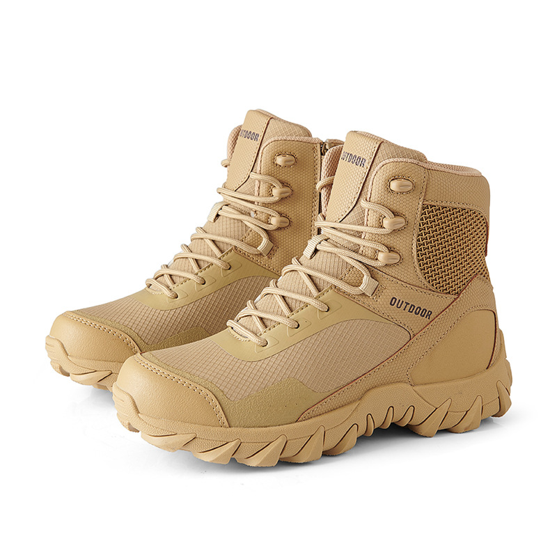 Spot venta directa de fábrica nuevas botas tácticas al aire libre zapatos de hombre de Amazon zapatos de tubo medio botas militares tácticas de senderismo alto hombres