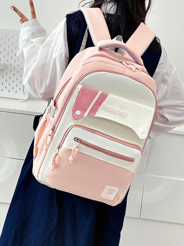 Se puede usar con barra de tracción, mochila de gran capacidad, viaje de ocio, estilo de campus, color de contraste, mochila para estudiantes universitarios de secundaria y preparatoria, espalda transfronteriza