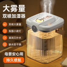 透明桌面加濕器家用氛圍夜燈小型噴霧器卧室雙噴頭USB空氣補水機