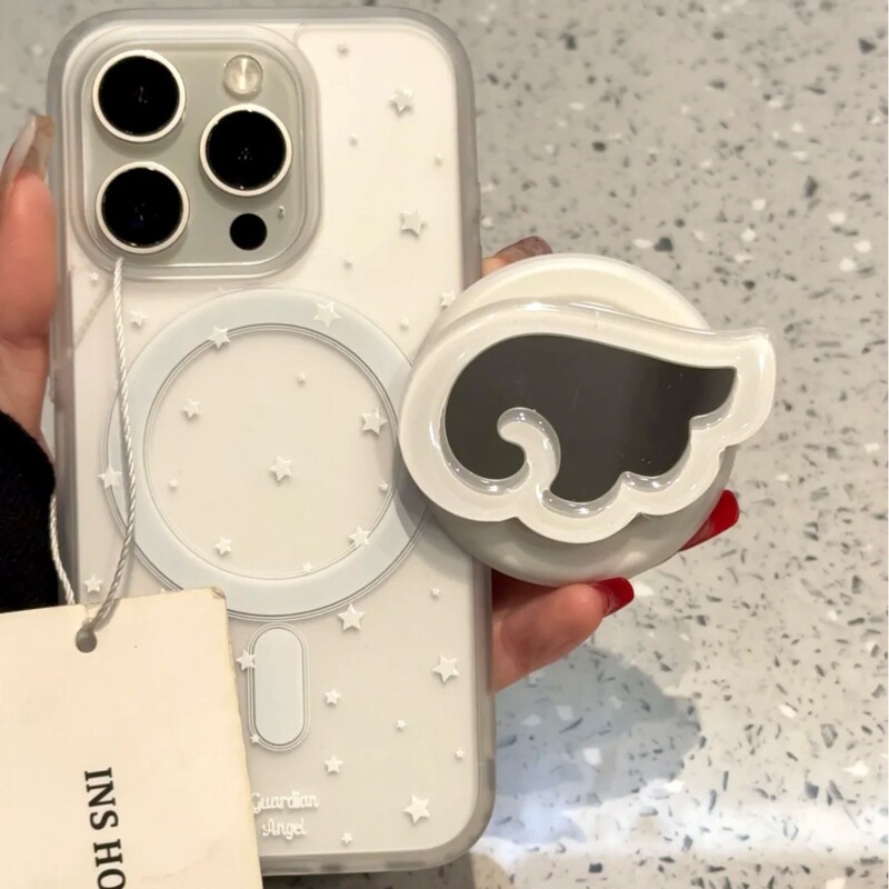 Xiaohongshu's Popular White Star Wings Case Suitable for iPhone 17 Pro Max, Apple 15, New Model 14, 16