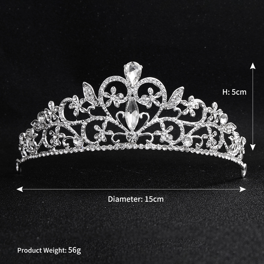 Korean Style Bridal Jewelry Tiara Alloy Rhinestone Crown Headband Princess Birthday Cake Decoration Love Crystal Crown