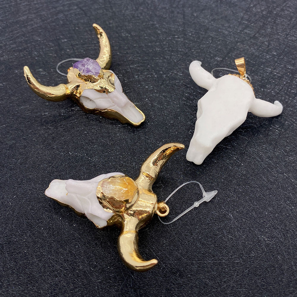 1 Piece Acrylic Natural Stone Crystal Colorful Cattle Pendant DIY Jewelry Accessories display picture 3