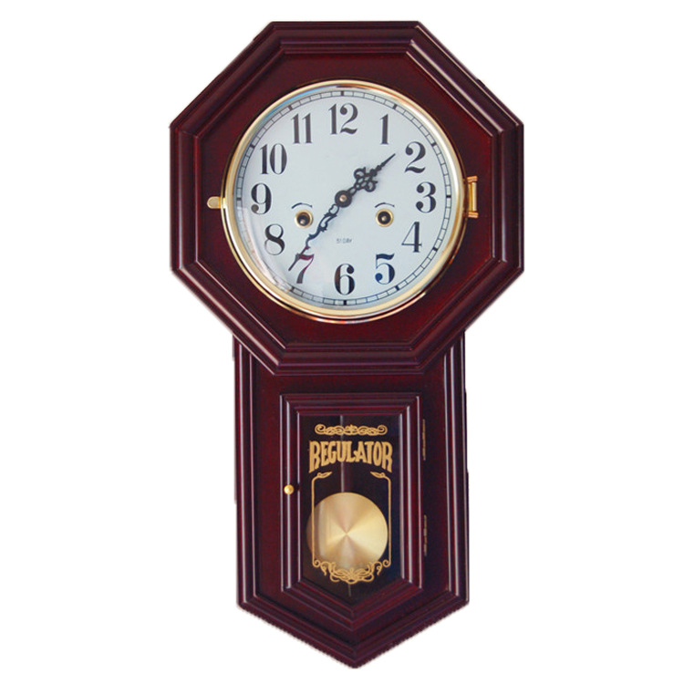 빈티지 기계 벽 시계 거실 단단한 나무 가십 스윙 시계 폴라리스 운동 타이밍 시계