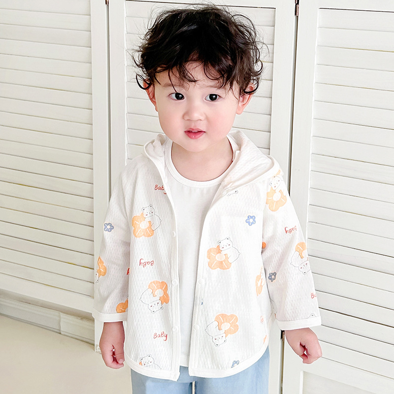 Camacos solares para bebés de verano de algodón para niños y niñas, camisas de pijamas de aire acondicionado, cardigans de verano, chaqueta de bebé