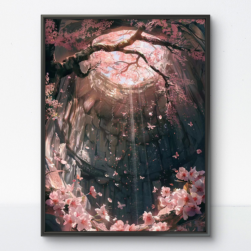 Pintura al óleo digital de estilo antiguo estilo arquitectónico de la dinastía Tang, relleno a mano, relleno de agujero, lámpara acrílica, sala de estar nueva