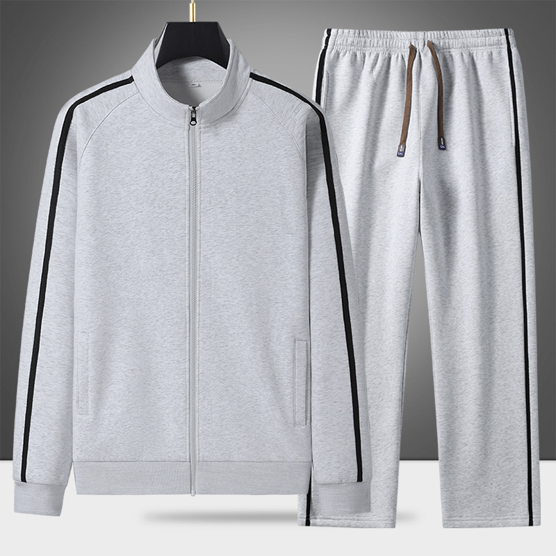 Primavera y otoño transfronterizos con cremallera con solapa delgada suéter para hombres, pantalones casuales, camisetas deportivas para hombres y mujeres, dos piezas