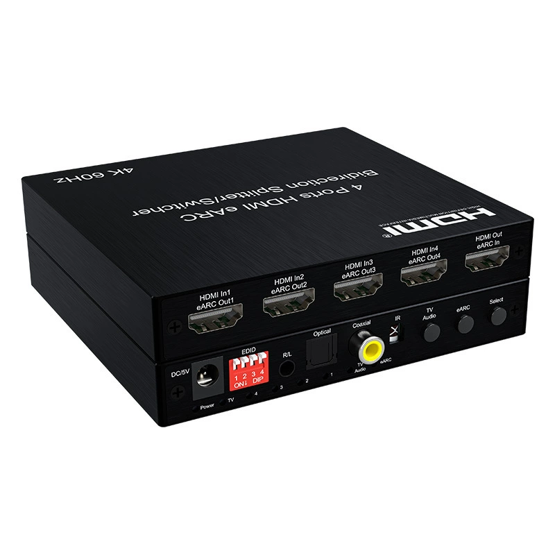 Производитель версии 2.0 4K @ 60Hz 4-ходовой HDMI eARC двухсторонний распределительный переключатель 4-канальный распределитель eARC коаксиальный