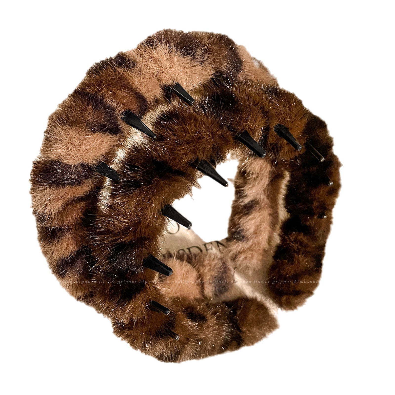 Alto grado de sensación de leopardo ondulado cabello de invierno de peluche lavado de cara prensado cabello de cabeza de cabeza de cabeza de artefacto alto cráneo craneal joyería de cabello