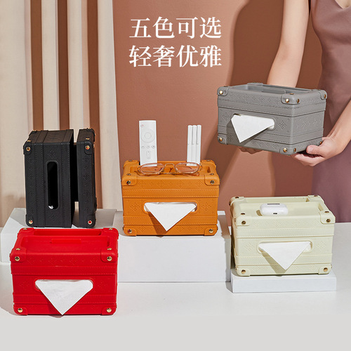 Light luxury desktop luggage paper box, good-looking bedroom, living room, bathroom tissue box, hand-made creative storage box