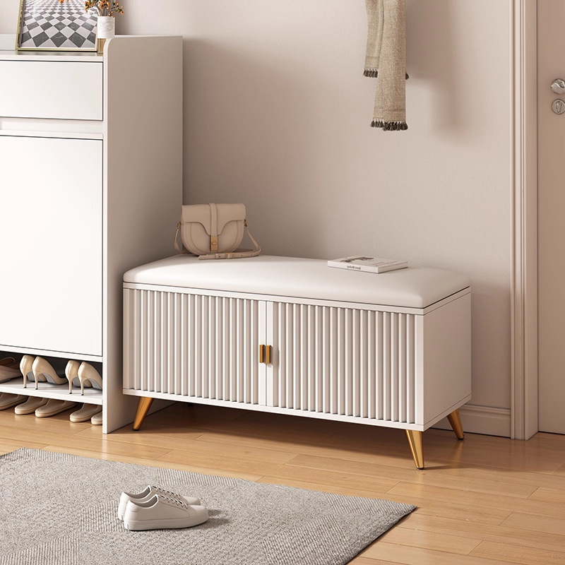Entryway Shoe-Changing Bench and Shoe Cabinet, Integrated Against the Wall, with a Light Luxury and High-End Feel, Storage Bench That Can Be Used as a Seat and Shoe Rack
