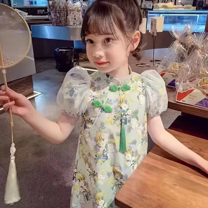 Vestido de niñas 2025 nuevo bebé vestido de verano vestido de estilo nacional vestido de verano chino nuevo cheongsam de verano para niños image 1