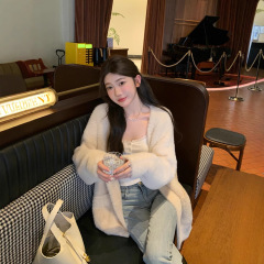 陈大钰软糯慵懒水貂绒毛衣外套女秋冬宽松加厚温柔奶fufu针织开衫