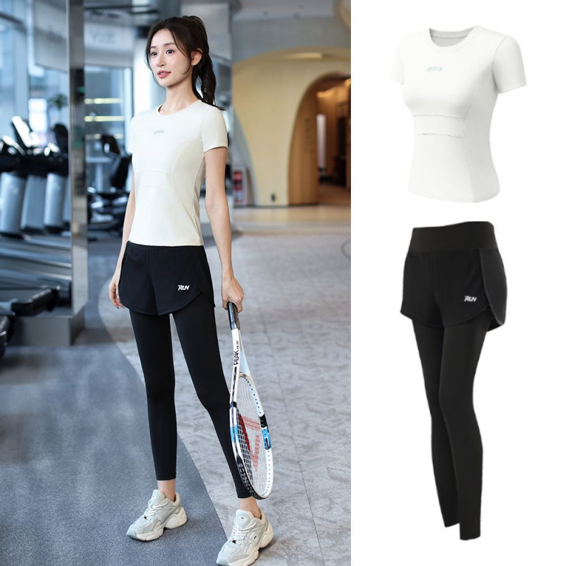 Trajes de yoga para mujeres de verano ropa deportiva suelta rápida ropa seca para correr trajes de mujeres de la mañana comercio al por mayor