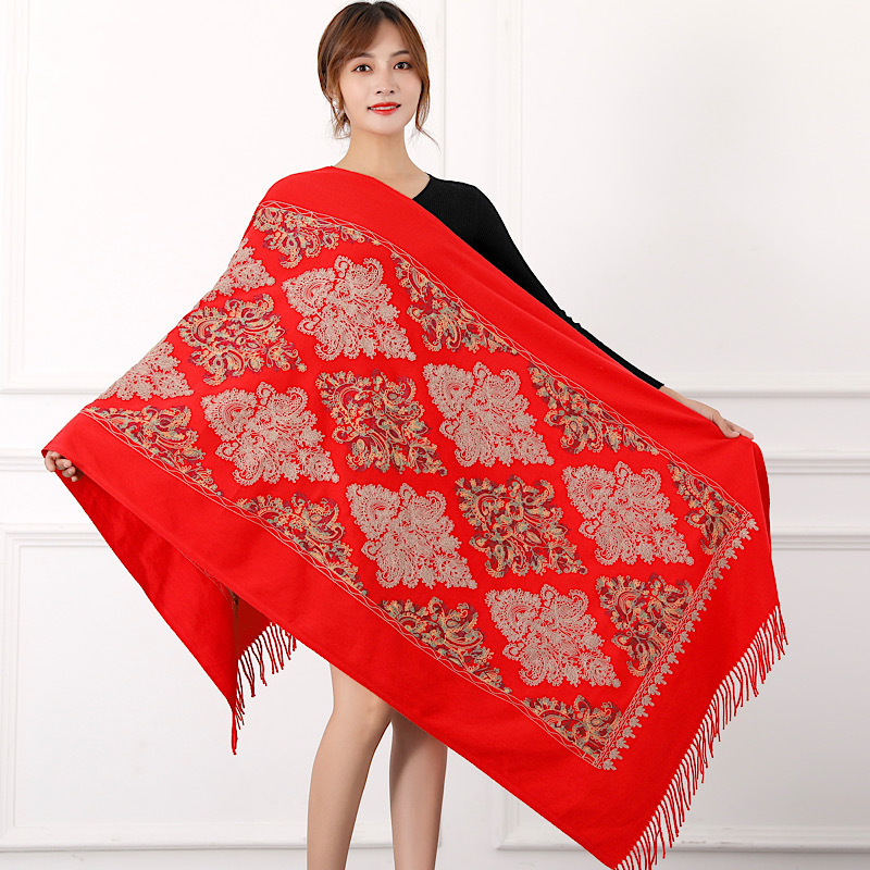 330g colorful diamond embroidered flower scarf, i mitation cashmere shawl, women's ethnic style travel cloak, warm for_voghion.com