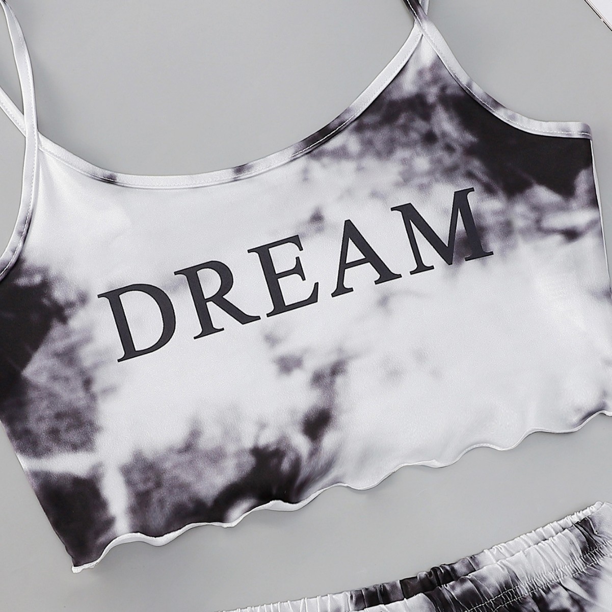 Nueva Camiseta de manga corta con estampado English DREAM y traje de ropa para el hogar con pantalones cortos teñidos en corbata TL9400