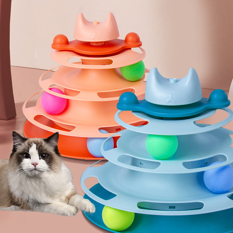 Toys Manufactor goods in stock four layers turntable interaction Kitty Recreation track Pets Toys