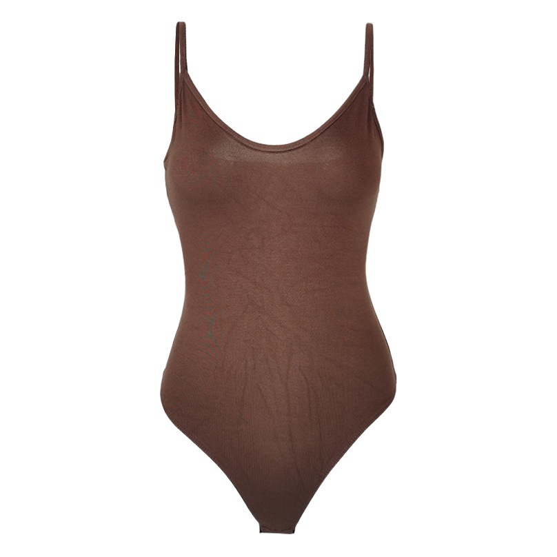 Cross-border nuevo sexy apretado en forma de T bottoming ropa de mujer de verano europeo y americano sin espalda con cuello en V Sling jumpsuit bodysuit