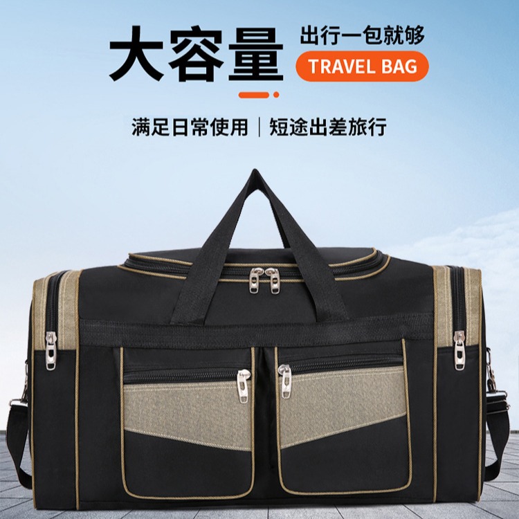 Outdoor Travel Logo Travel Bag Fashion Stitching Color Contrast Shoulder Bag New Oxford Cloth Men's Handbag
