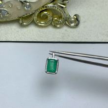 欧美时尚新品925银镶嵌天然祖母绿宝石轻奢简约方形吊坠