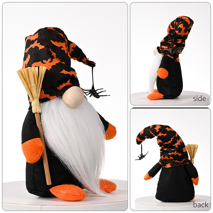 Cross-border New Halloween Decorations Halloween Broom Rudolph Standing Doll Home Window Halloween Decorations_voghion.com